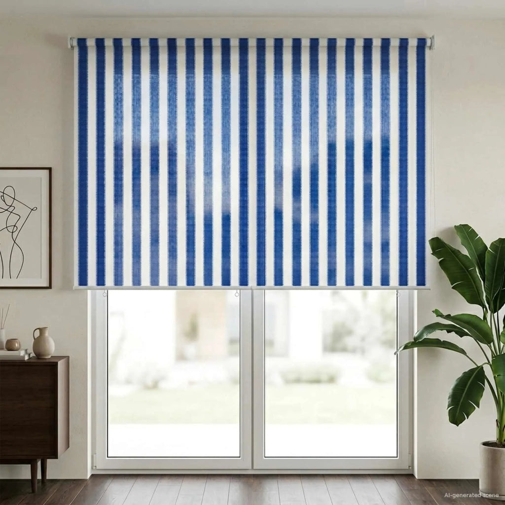 Tenda a Rullo Esterno Blocco UV 90% Strisce Blu e Bianche HDPE 42035980