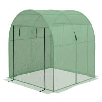 Serra a Tunnel per Orto 1.8x1.8x2 m in Acciaio e PE Anti UV con Porte Avvolgibili e Finestre, Verde