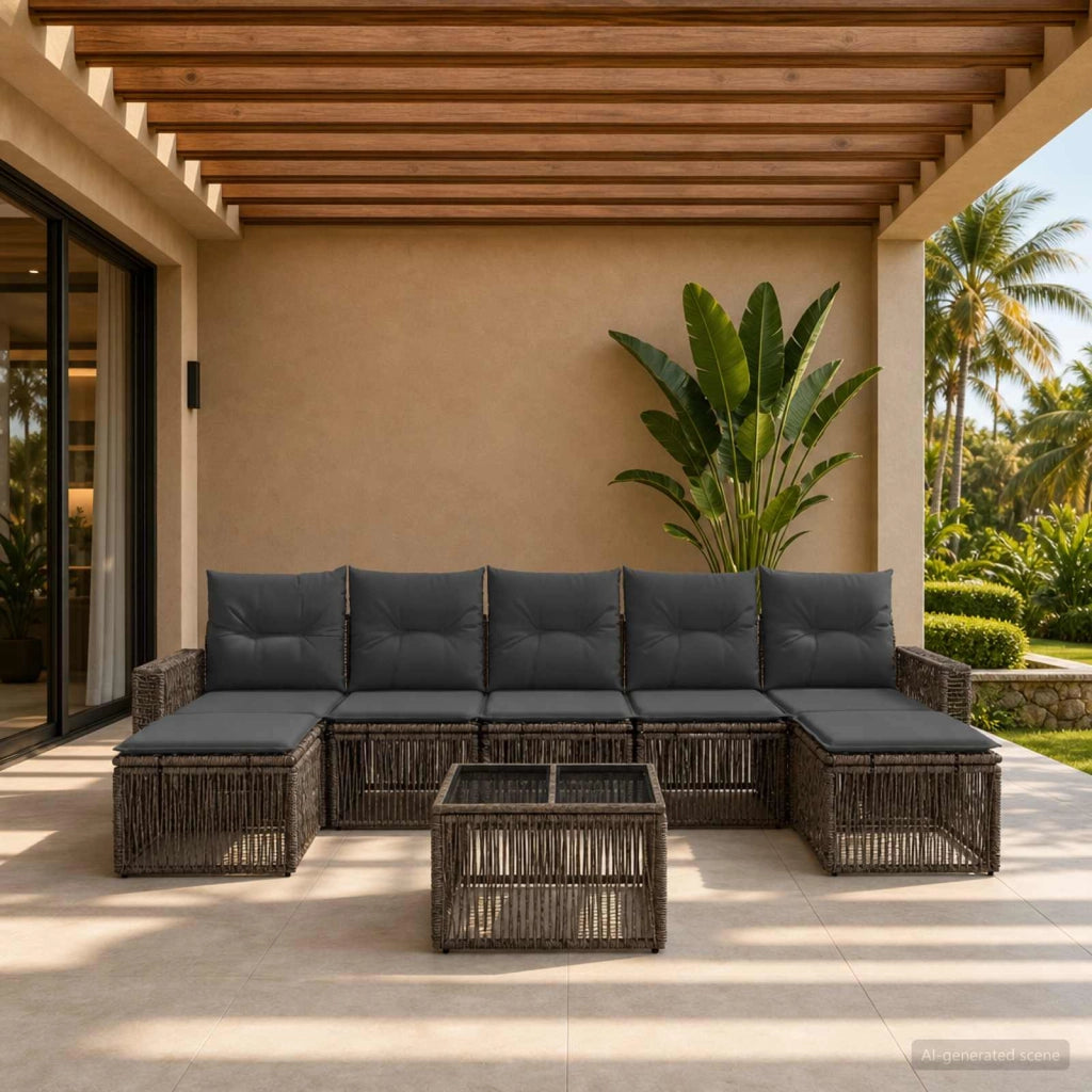 Set Divano da Giardino 8 pz Grigio e Grigio Scuro polyrattan 3435212