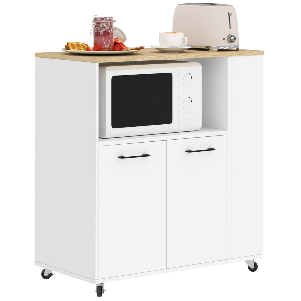 Tavolo da cucina con ruote e ripiano regolabile ¨C zephmum ¨C 75x40x80,5 cm bianco