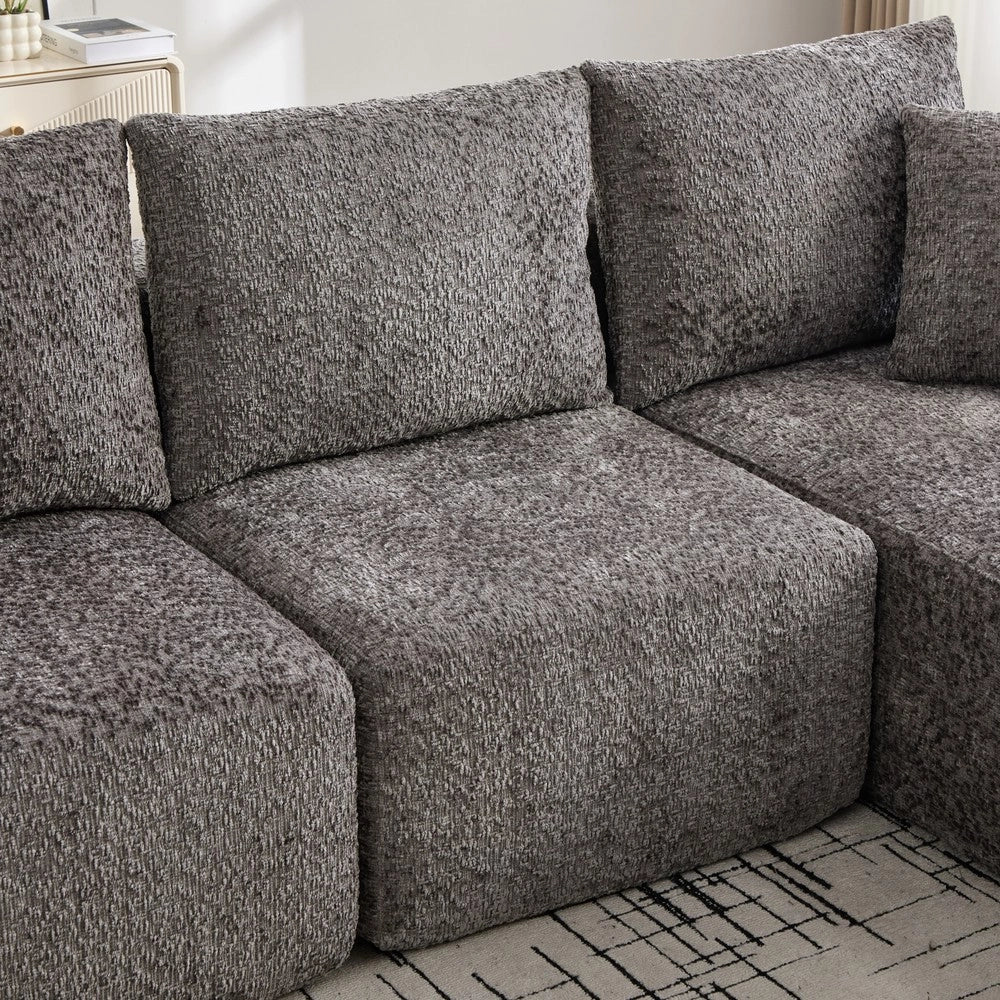 Divano Angolare Modulare 3 Posti ¨C Xylo ¨C Grigio, Chaise Longue, 261x165x80