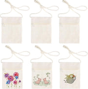 Set di 6 Borse per Bambini da 18 x 12 cm per Pittura Festa Scuola - Tela Beige