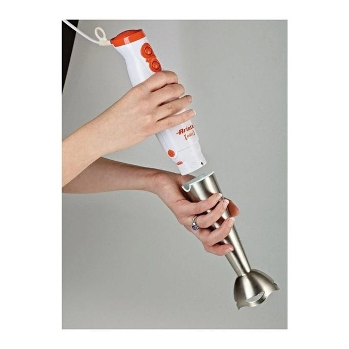 Ariete 881 Pimmy 200 - Frullatore a immersione - Gambo rimovibile e lame in Acciaio Inox - 2 velocità - 200 Watt - Bianco e Arancio
