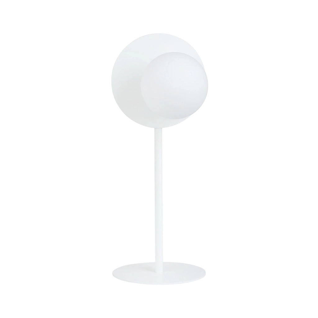 Lampada Da Tavolo Contemporanea Ippolita 1 Luce In Acciaio Bianco E Vetro Opalino