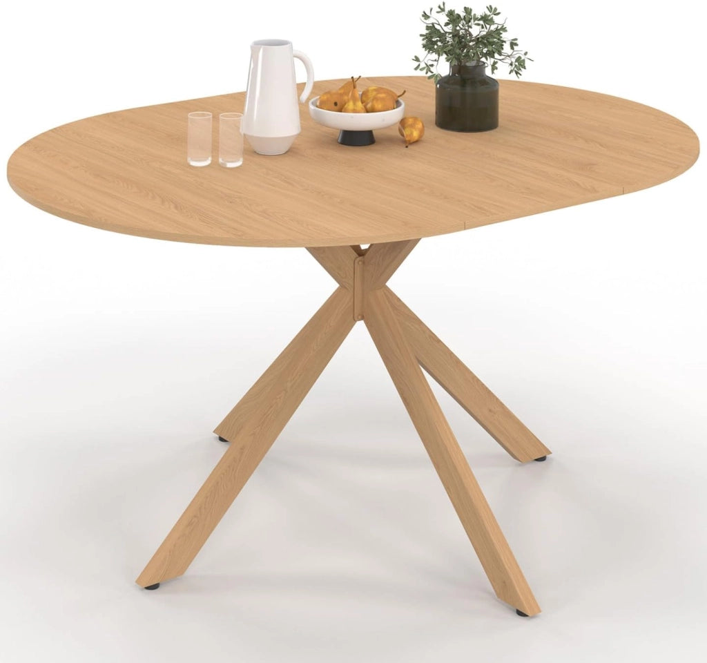 Tavolo da pranzo allungabile rotondo Alix 4-8 persone piede ragno legno effetto faggio 110-150 cm