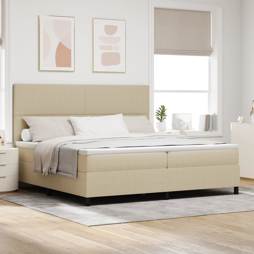 Letto Box Spring con Materasso Beige Chiaro 200x200 cm Tessuto in corduroy