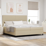 Letto Box Spring con Materasso Beige Chiaro 200x200 cm Tessuto in corduroy