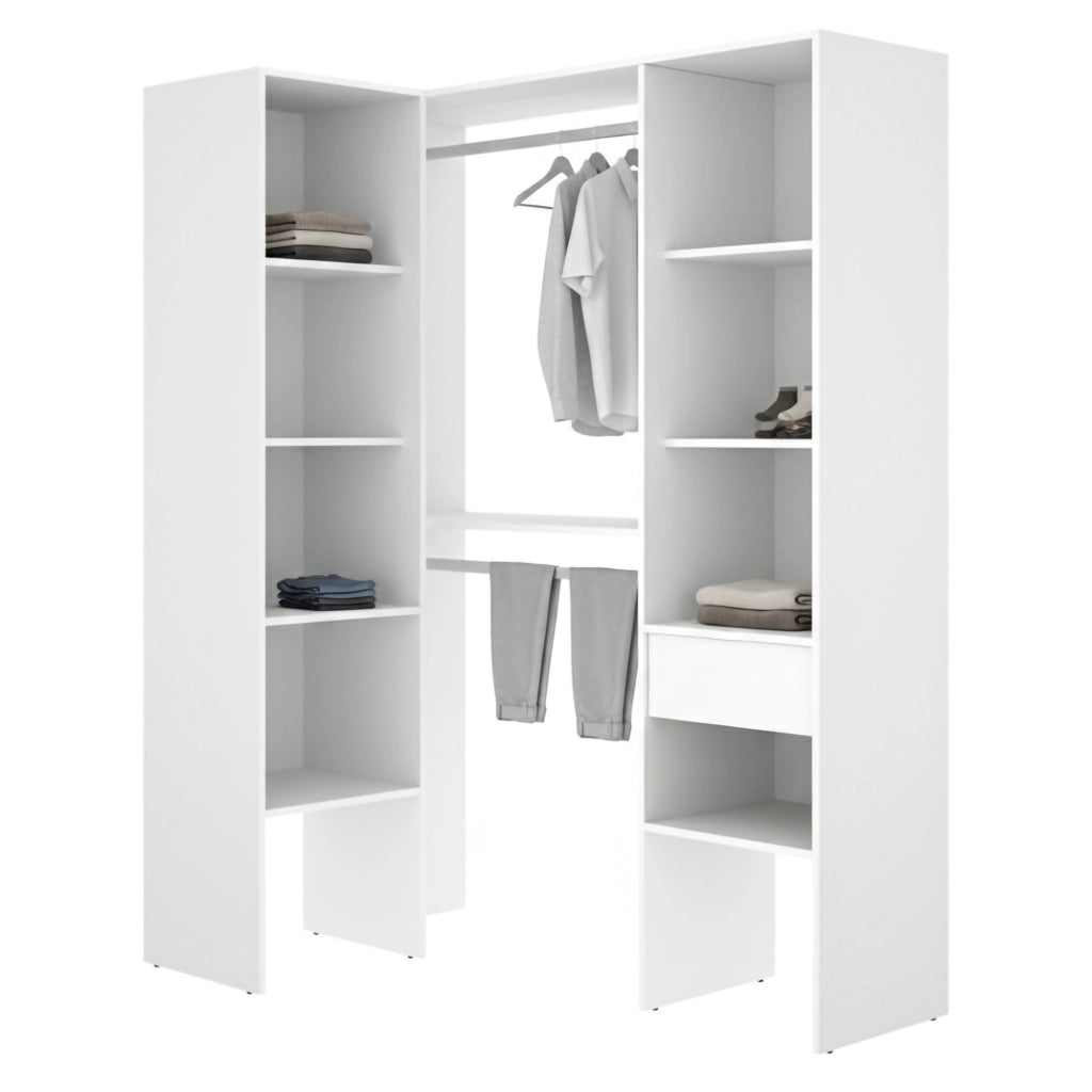 Armadio Camera da Letto Calist, Guardaroba Grande Modulabile, 79x185h cm Bianco