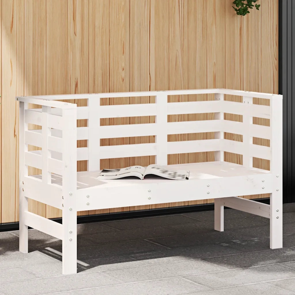 Panchina da Giardino | Panca da Giardino Bianca 111,5x53x71 cm Legno Massello di Pino