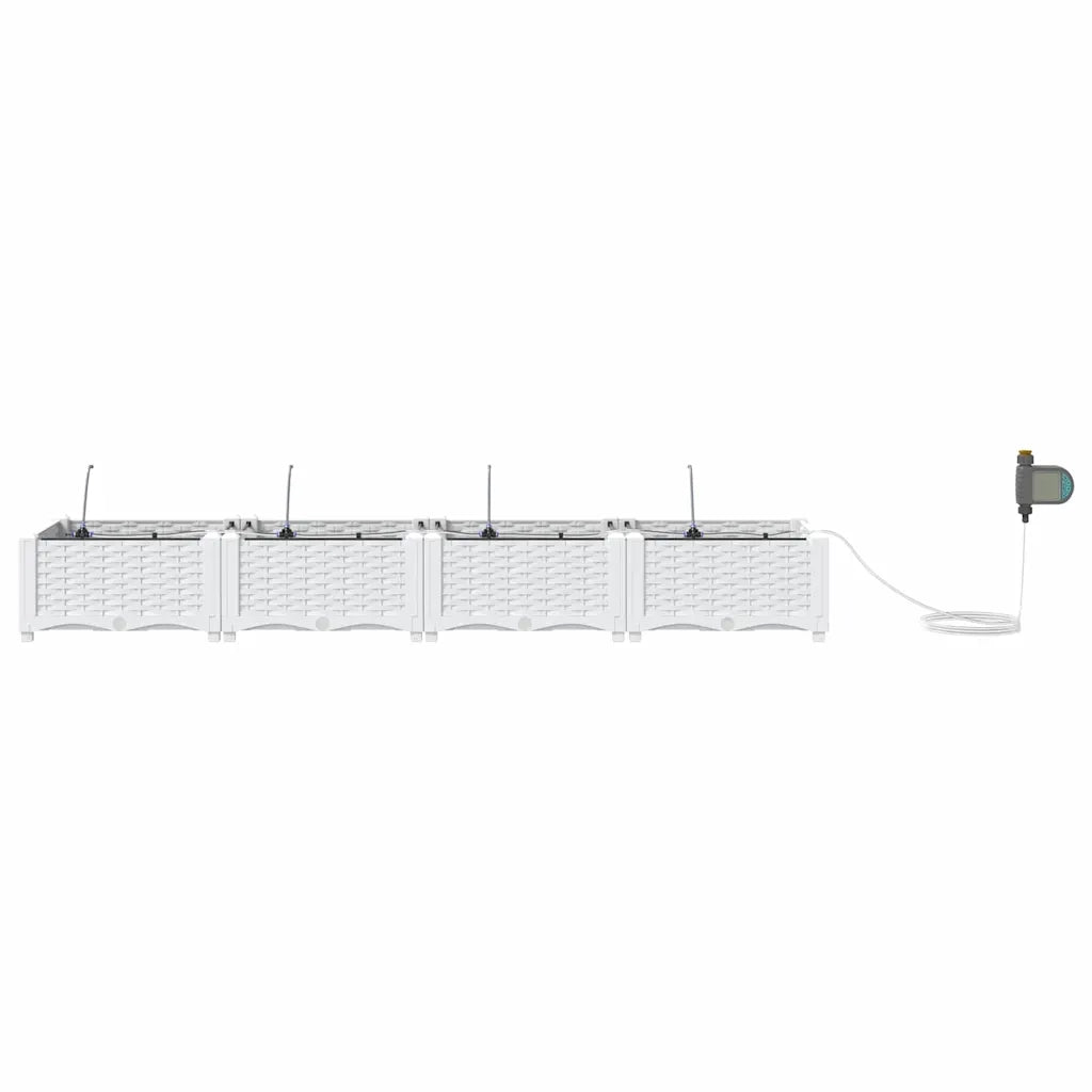 Fioriere | Cassetta per fiori | Vaso da giardino 4 pz Bianco 160 x 40 x 22 cm Plastica