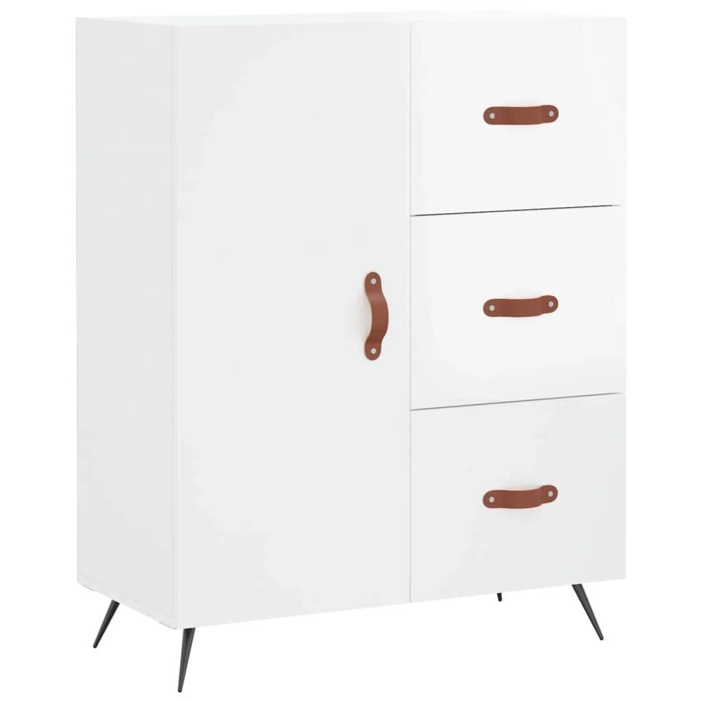 Buffet credenza cassettiera mobiletto mobile contenitore organizer per cucina soggiorno finitura lucida 69,5 x 34 x 90 cm legno ingegnerizzato bianco 02_0030708