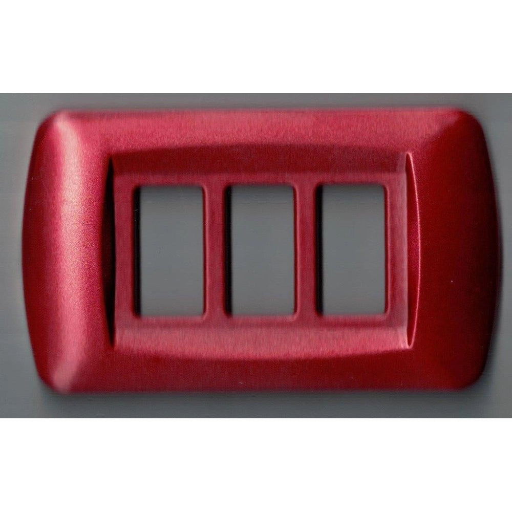 Trade Shop - Placchette Placche In Abs Serie Magic Bticino Compatibili Placca Copriprese Fori - Rosso Metallizzato -4 Fori     -