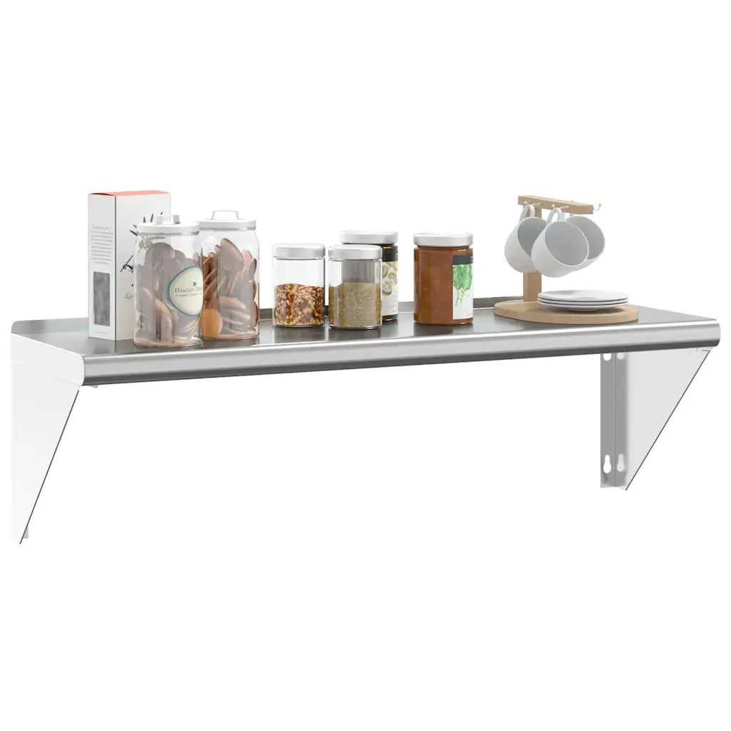Mensola a Muro 100x30x31 cm Argento in Acciaio Inossidabile