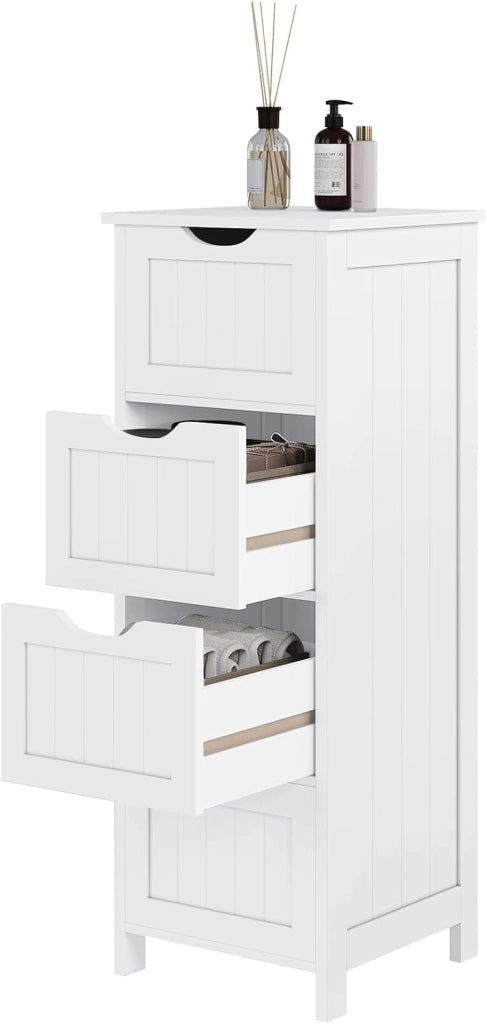 Armadio Bianco Armadietto da Bagno Mobile a Colonna Bagno a Terra Mobile Multiuso per la Casa 30x30x82 cm