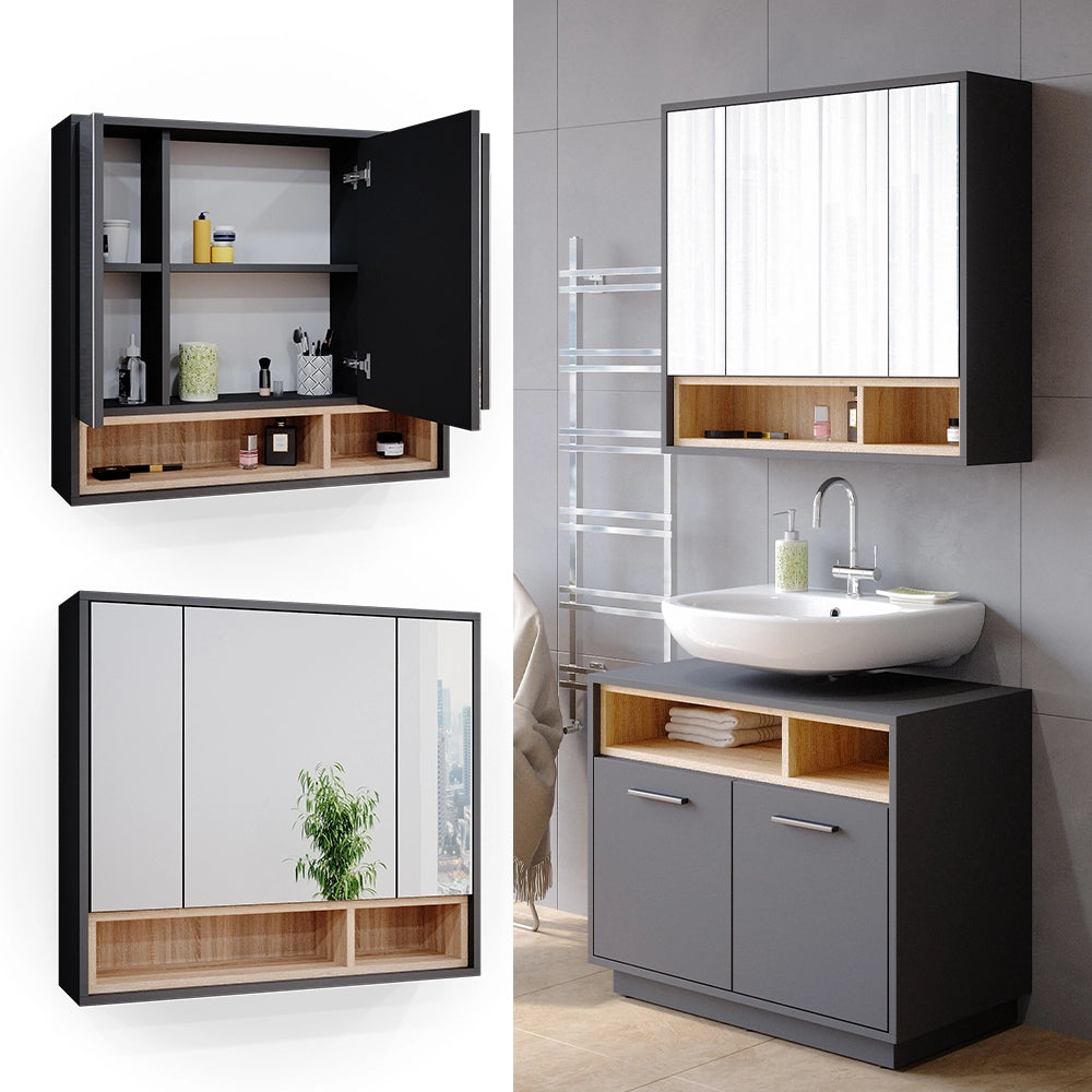 Vicco Specchio contenitore bagno Antracite 80 x 72 cm