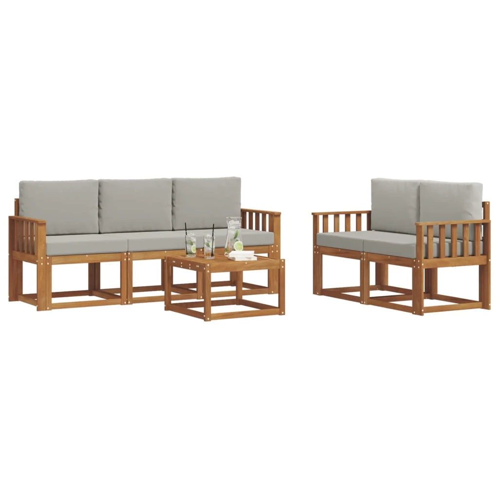 Set di divani da esterno 6 pcs Grigio Naturale e Chiaro 3366004