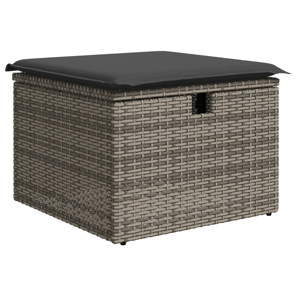 Set di Divani da Giardino di 8 Pezzi con Cuscini Grigio in Rattan Polietilene