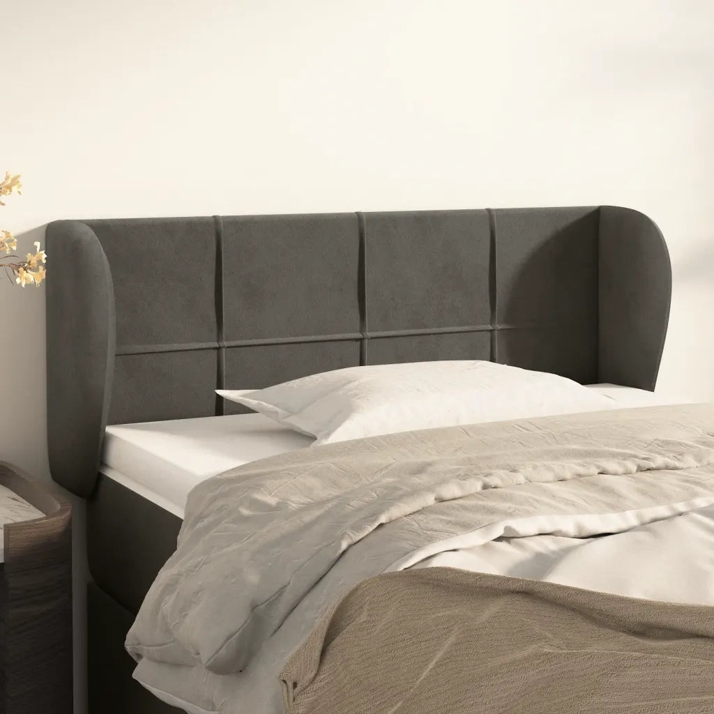 Testiera ad Orecchio-Testata con Orecchie Grigio Scuro 83x23x78/88 cm in Velluto 832548