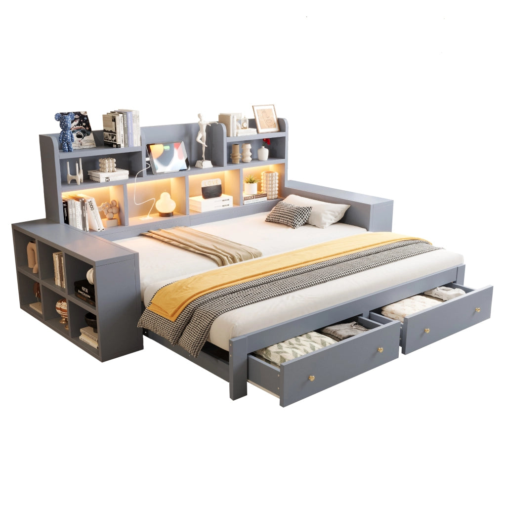 divano letto multifunzione mdf grigio 115 x 230 cm