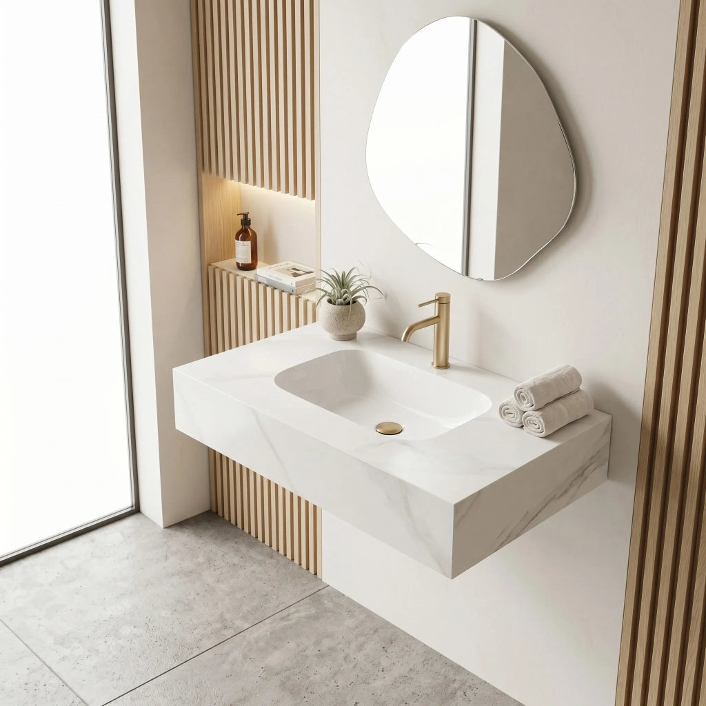 Lavabo Sospeso Rea Aresa Belt White 80