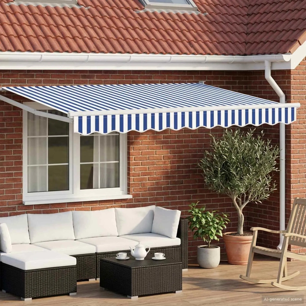 Tettuccio Elettrico Retrattile Blu e Bianco 3,5 x 2,5 m 3419607