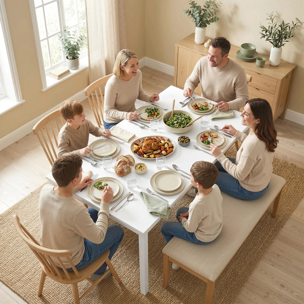 Tavolo da Pranzo Allungabile 80-120x70x74 cm Rettangolare Salvaspazio in MDF Bianco