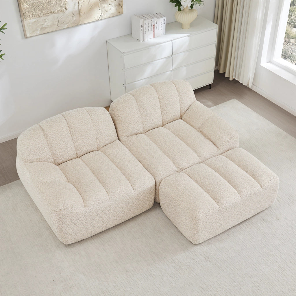 Divano Modulare 2 Posti con Ottoman, Chaise Longue ¨C Xylo ¨C Beige