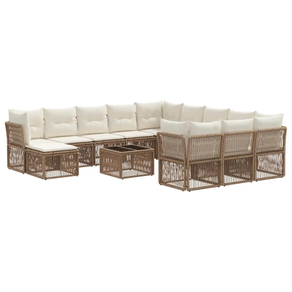 Set Divano da Giardino 13 pcs Beige polyrattan