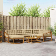 Set di divani da esterno con cuscino 7 pcs Naturale e Beige 3367876