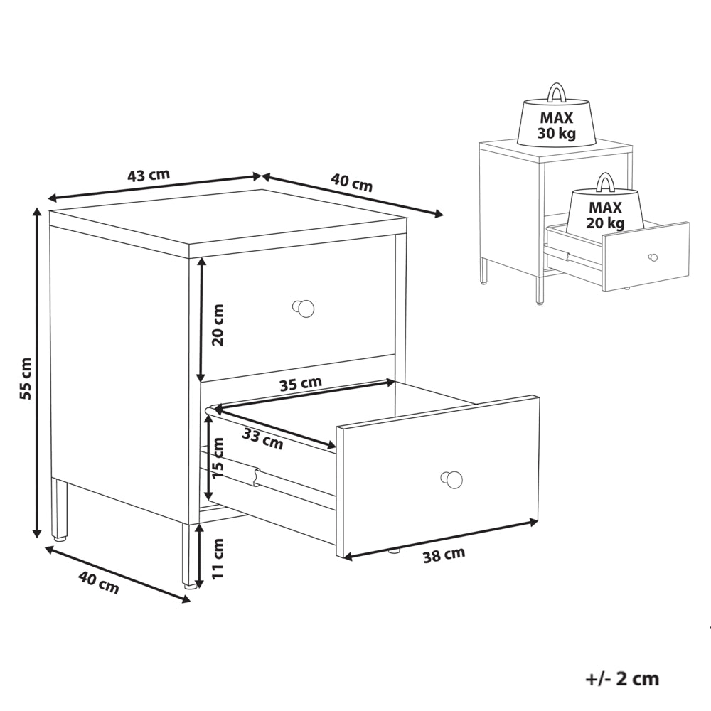Comodino in Acciaio Rosa Design Industriale 2 Cassetti Camera da Letto Mobili Contenitori