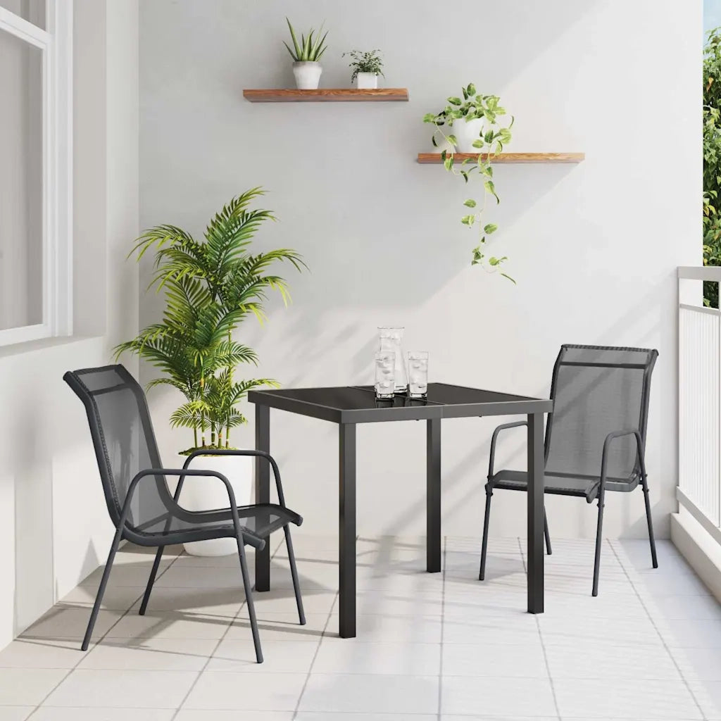 Set da Pranzo per Giardino 3 pcs Nero