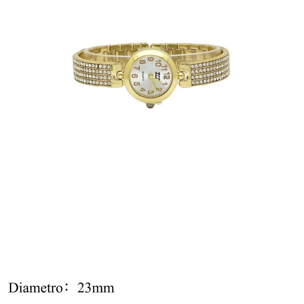 Trade Shop - Orologio Da Polso Donna Elegante Oro Con Cristalli Quadrante Oro 23 Mm -