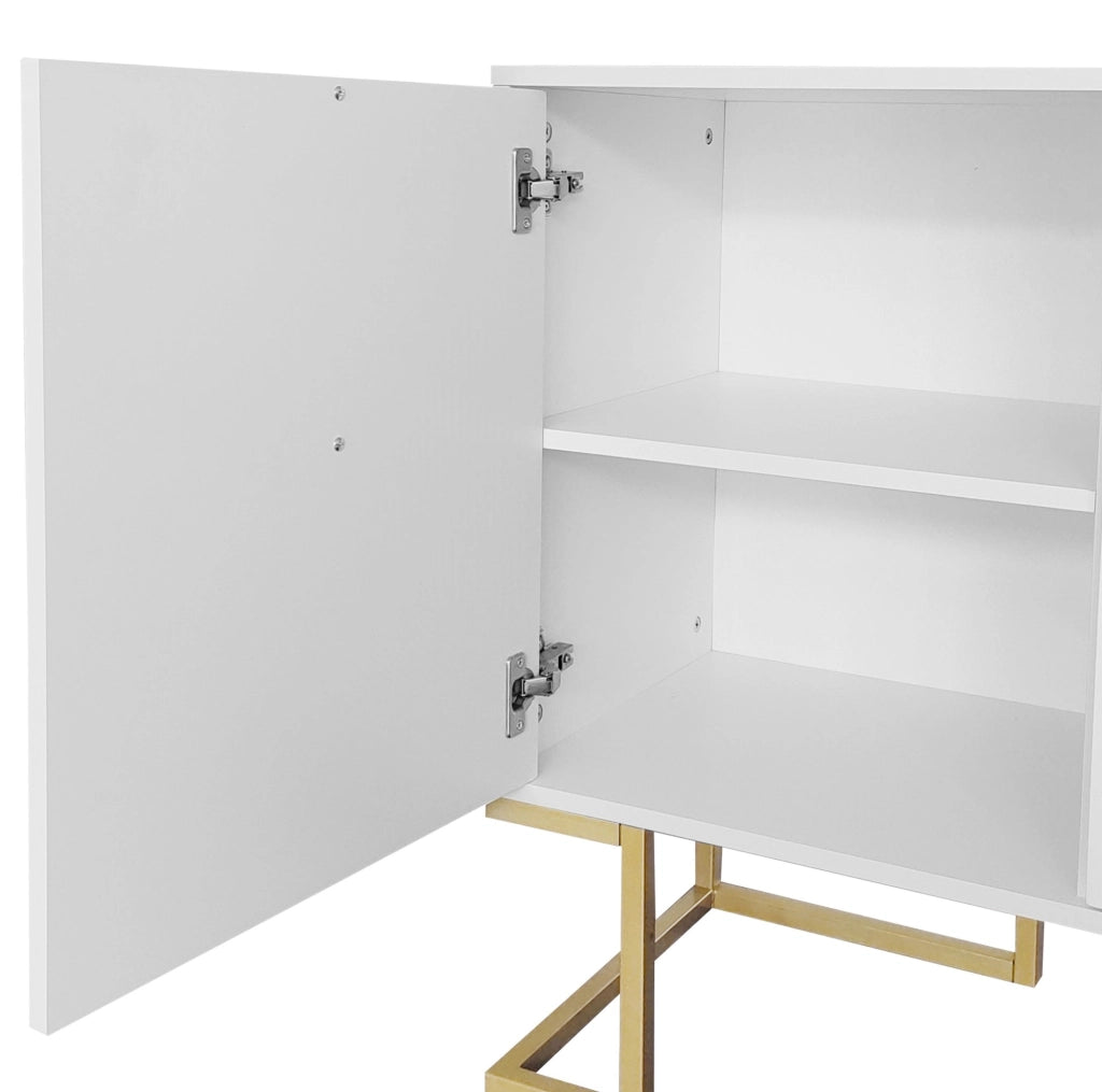 Sideboard moderno con 3 ante, ripiani regolabili, maniglie in metallo e base a U, bianco