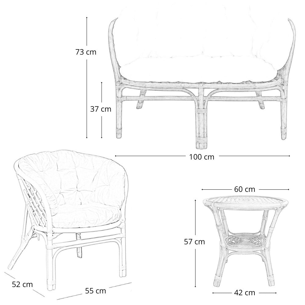 Salotto da giardino bahama marrone in bambu con cuscini in omaggio