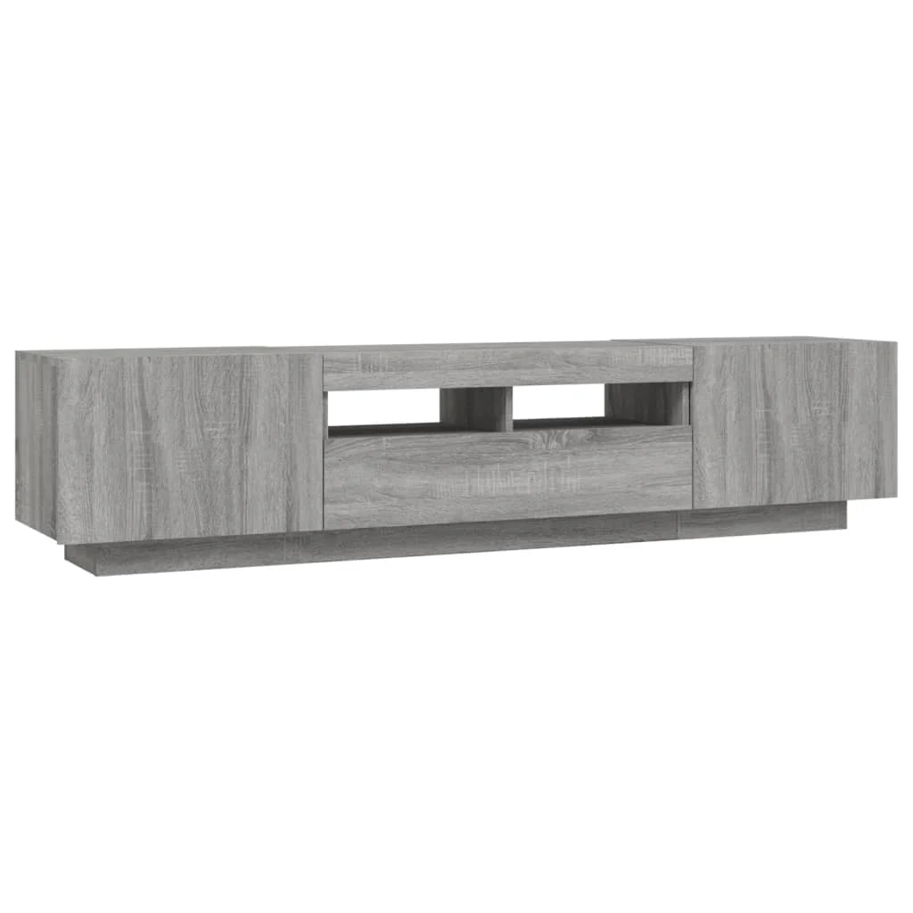 Set di mobili porta TV/credenza in 2 pezzi grigio Sonoma con luci a LED per soggiorno camera da letto e sala da pranzo 02_0025338