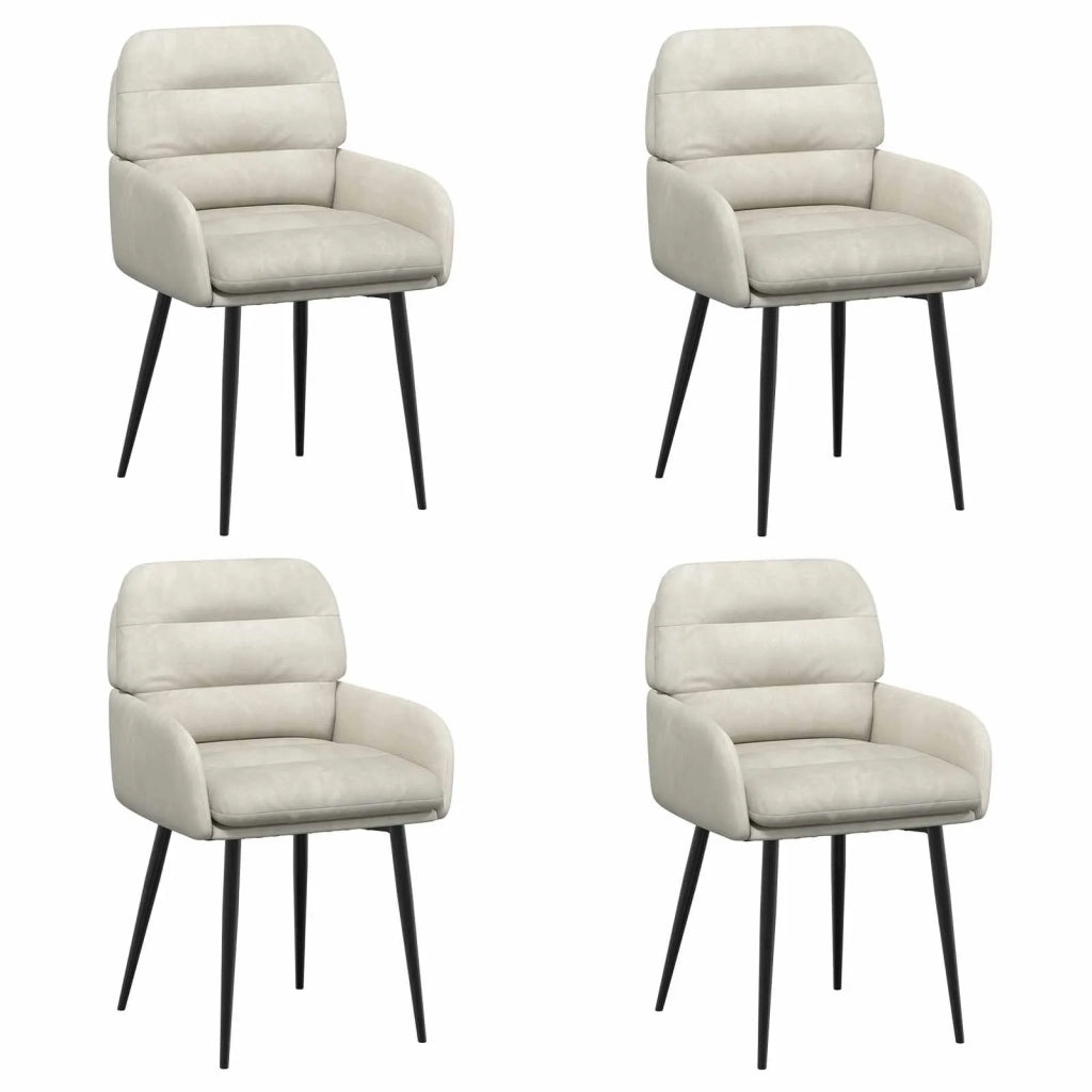 Sedie da pranzo 4 pz Velluto Crema 59 x 59,5 x 90 cm 3428243