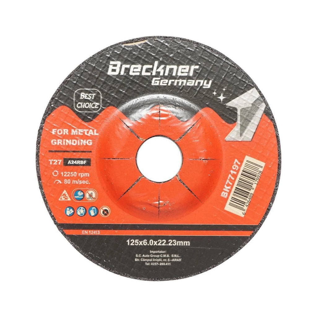 5 Dischi Smerigliatrice T27 125x6.0x22mm Metallo per Smerigliatrice Angolare Disco per sgrossatura Metallo Disco Flessibili Mola da Sbavo Breckner Germany