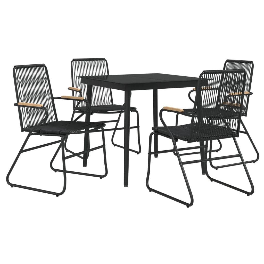 Set da Pranzo da Giardino 5 pz | Set Salotto da Giardino Nero in Rattan PVC