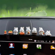 Decorazione per auto con tema coniglio, piccola decorazione animale per l'abitacolo, decorazione coniglio per l'arredamento dell'auto, adatta per pannelli di guida e tavoli di casa.
