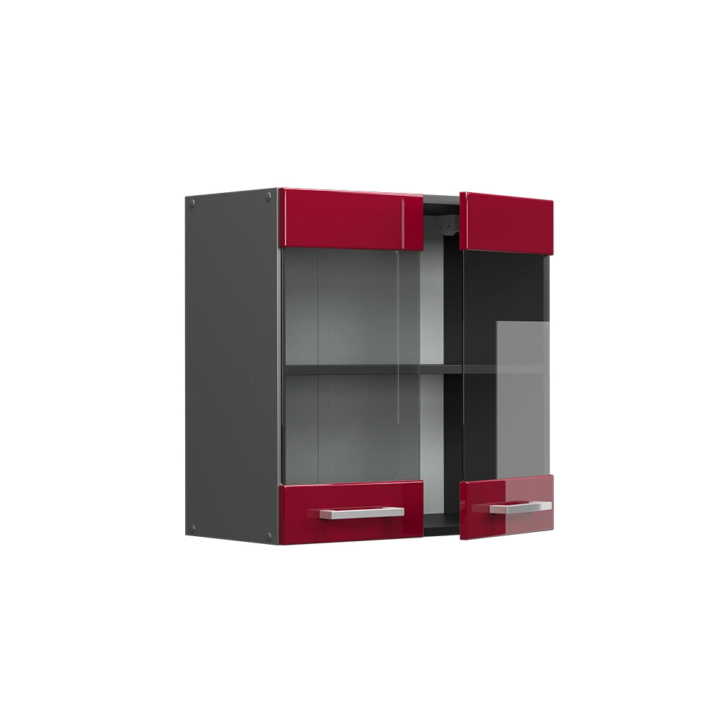 Vicco Mobile da cucina in vetro Rosso lucido 60 cm