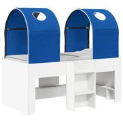 Letto singolo | Letto per adulti | Letto con Tunnel 4 pcs Bianco e Blu Legno ingegnerizzato