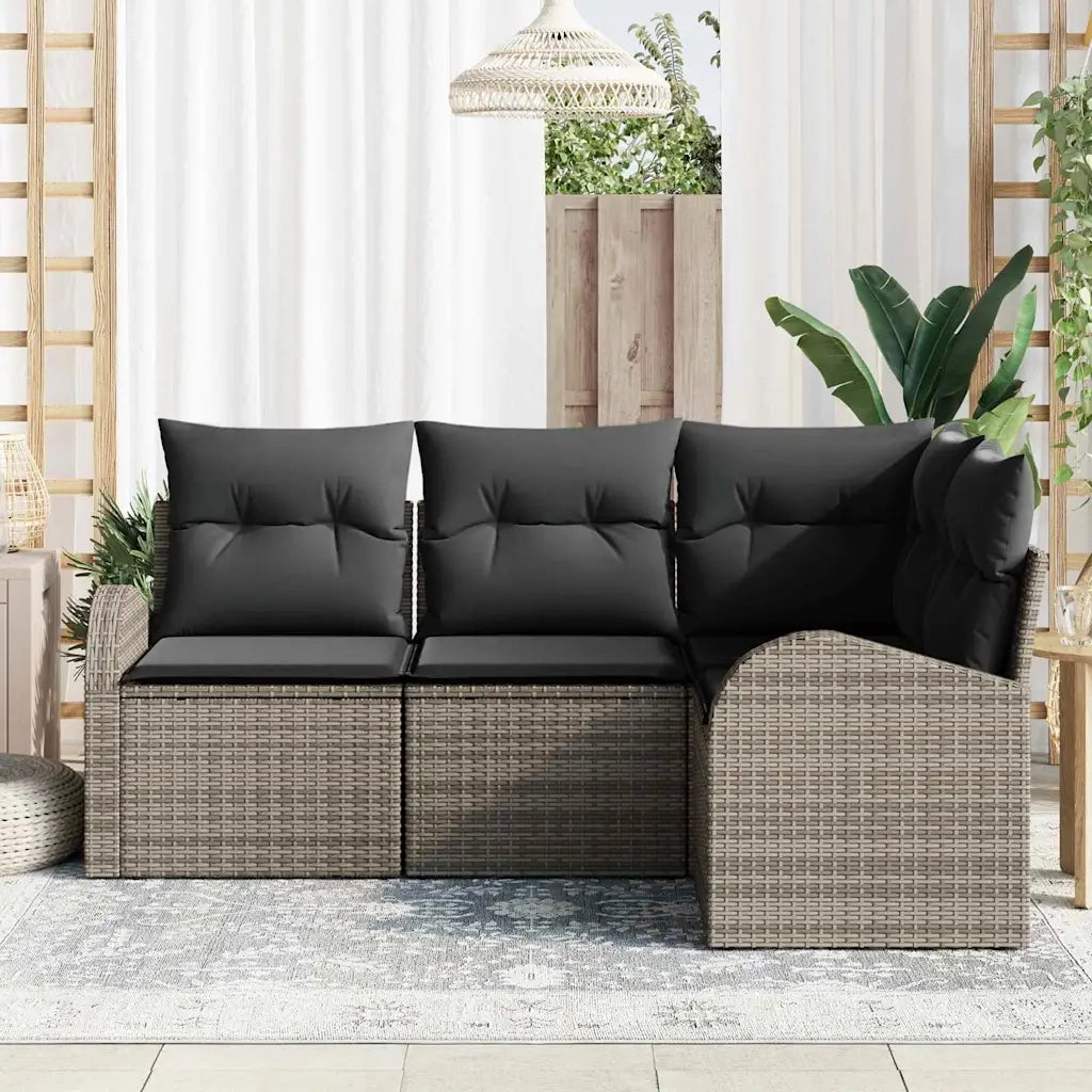 Set Divano da Giardino con cuscino 4 pcs Grigio polyrattan 3354688