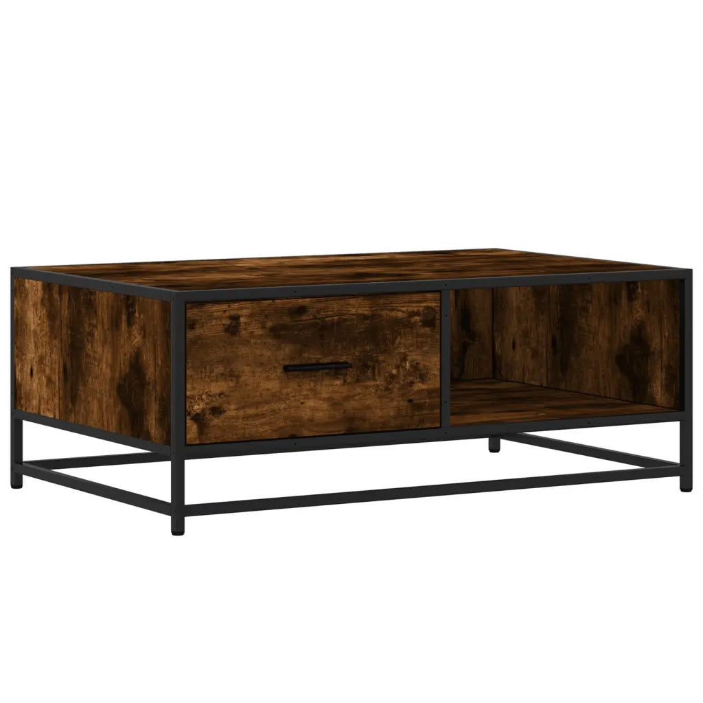 Tavolino da salotto | Tavolino da caff¨¨ | Tavolino da Soggiorno Rovere Fumo 90x57x35 cm in Legno Multistrato e Metallo