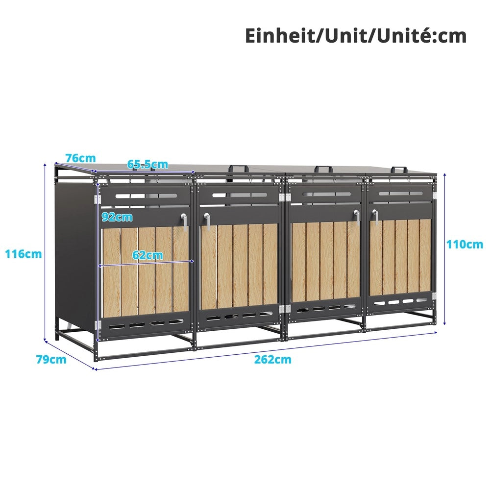 Box Cassonetti 4 Pezzi con Coperchio Idraulico ¨C Xylo ¨C Effetto Legno, Metallo, con Serratura