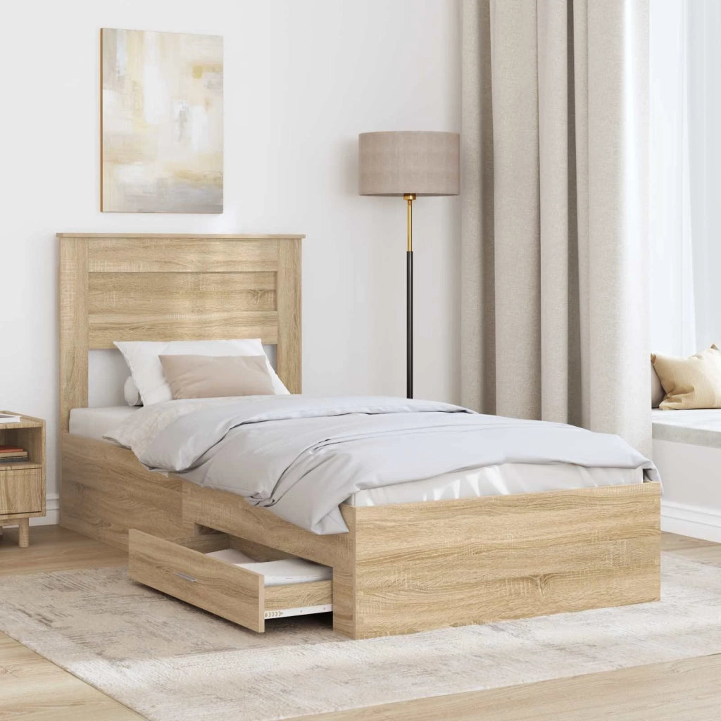 Struttura del letto Rovere Sonoma 90 x 200 cm Legno multistrato