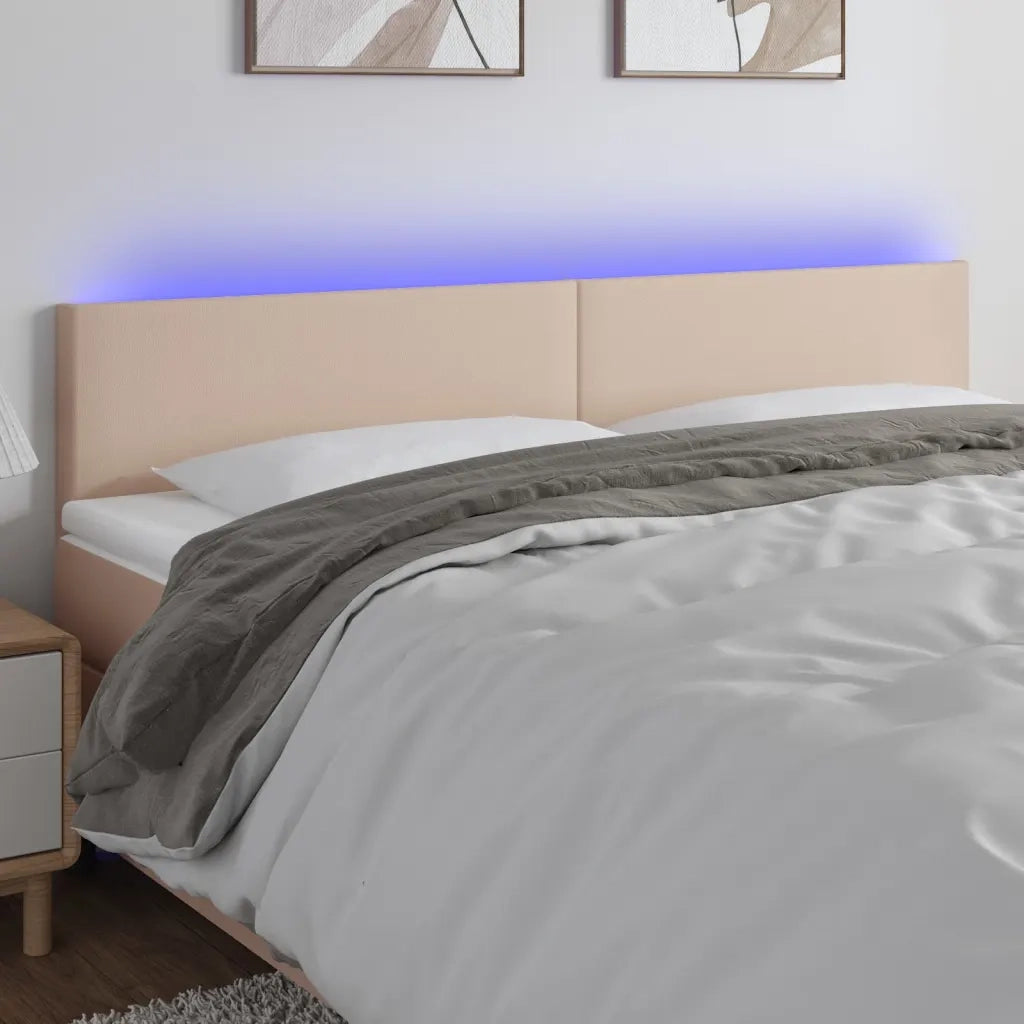Testiera con LED-Testata Cappuccino a LED 180x5x78/88 cm in Similpelle 446424