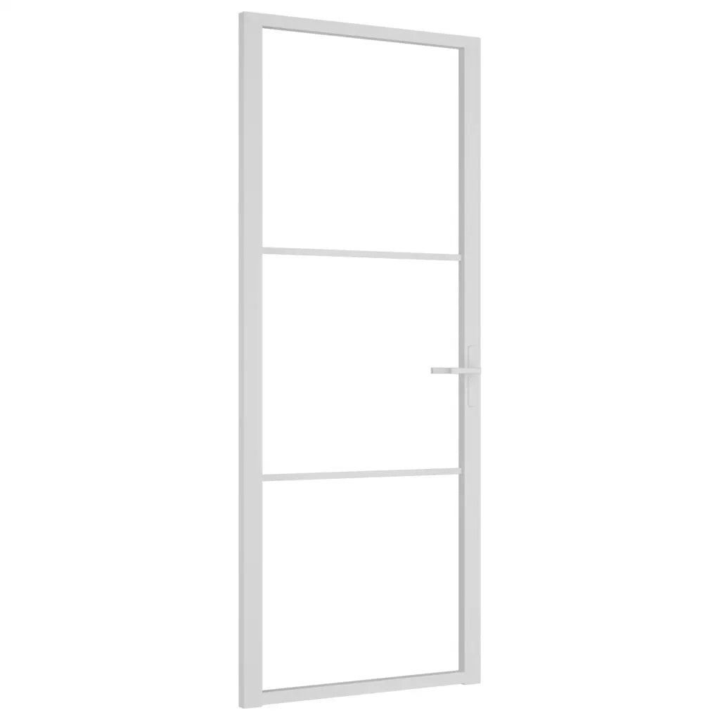 Porta Interna 83x201,5 cm Bianca in Vetro ESG e Alluminiocod mxl 127760