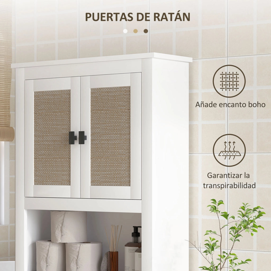 Mobile Sospeso Bagno 2 Ante Ratanio ¨C zephmum ¨C Bianco 60x19.5x160 cm