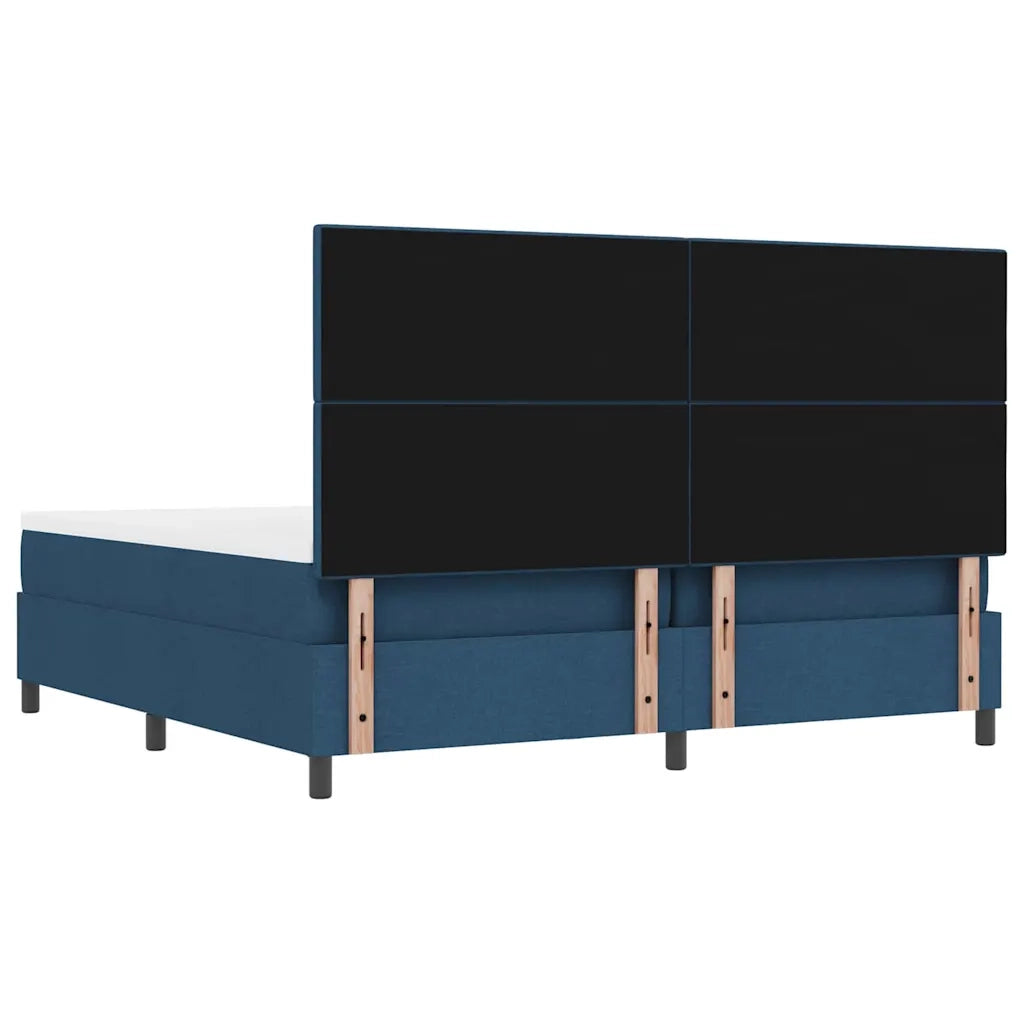 Letto a molle con testiera Blu 200 x 200 cm Tessuto