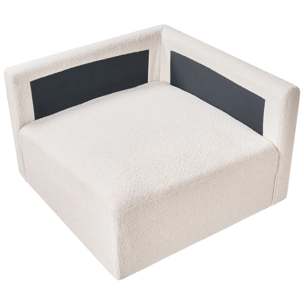 Modulo angolare sinistro Rivestimento bouclé bianco sporco Divano a 1 posto Sezione Soggiorno in stile moderno